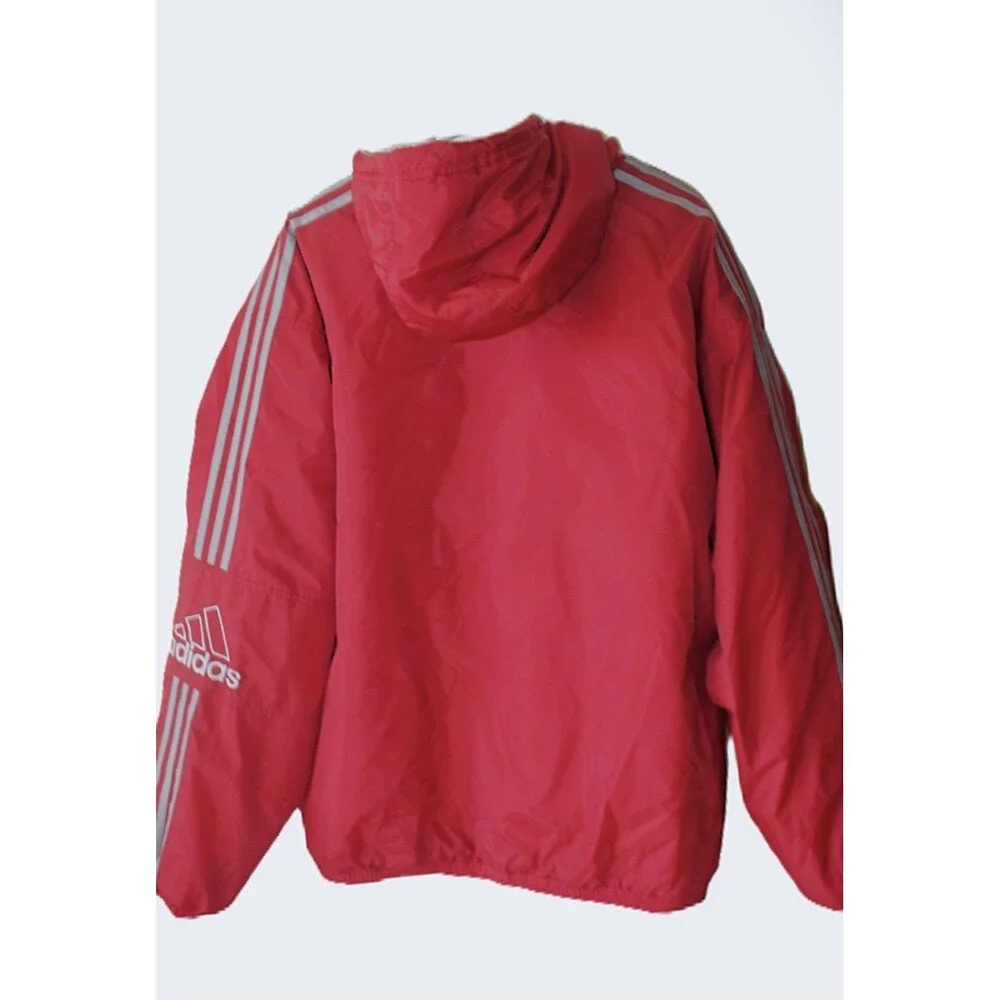VTG Y2K Adidas Puffer Jacket Red Fleece Lined Hooded Men's Extra Large XL